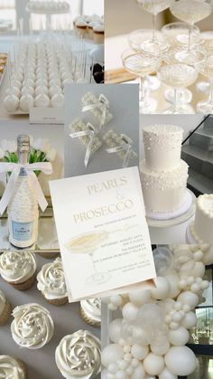 a collage of photos with wedding cakes and desserts