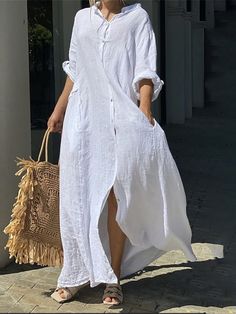 White Dress Shirt Women, Sunscreen Clothing, Coast Dress, White Cotton Dress, Cotton Linen Dresses, Linen Maxi Dress, Long Shirt Dress, White Shirt Dress, Versatile Dresses