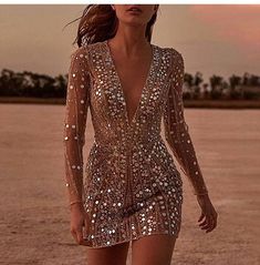 Long Sleeve Deep V Neck Dress Skinny Sexy on Storenvy Gold Dress Short, Gold Sequin Shorts, Long Sleeve Sequin Dress, Teen Outfits, Deep V Neck Dress, Long Sleeve Sequin, Long Sleeve Short Dress, Sequin Mini Dress, Hippie Chic