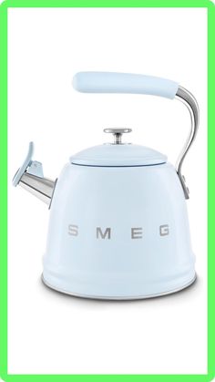 an electric kettle with the word smeg on it's front and side handle