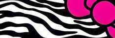 a black and white zebra print with pink circles