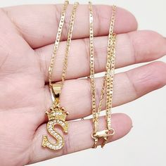 14k Gold Plated S Initial Necklace New Cadena Y Dije De Letra S Baado En Oro 14k Size Chain 3mm 24" Aprox Pendant 1" New Offers Accepted Yellow Gold Tarnish Resistant Initial Pendant Chain Necklace, Gold Plated Tarnish-resistant Initial Pendant Necklace, S Pendant Letter Gold, Initial Pendant Name Necklace, Tarnish Resistant, Perfect For Gifts, Chain Letter, 14k Gold Plated Jewelry, Yellow Gold Initial Pendant Chain Necklace, Tarnish Resistant, Baby Jewelry, Initial Necklace