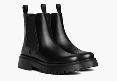 Women's Legend Platform Chelsea Boot In Black Leather - Thursday Personal Savings, Thursday Boots, Platform Chelsea Boots, Black Platform Boots, Slip On Boots, Chelsea Boot, Platform Boots, Leather Gloves, Leather Interior