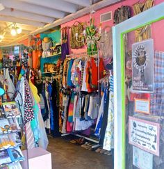 a clothing store filled with lots of colorful items