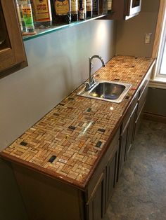 the kitchen counter is made out of cork