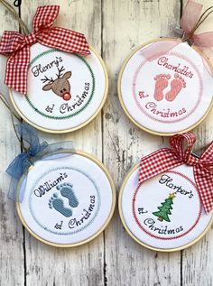 Personalized Baby's First Christmas Ornaments Diy Christmas Baby Ornaments, Baby Ornament Keepsake, Handwriting Ornaments, Diy Baby’s First Christmas Ornament, My First Christmas Ornament, Christmas Learning, Baby's 1st Christmas Ornament, Baby Christmas Ornaments, Button Craft