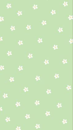 a green background with white flowers on it