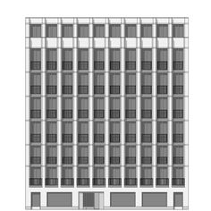 an architectural drawing of a tall building with balconies