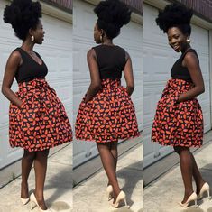 African Women Orange And Black Ankara Print Knee Length Skirt. Multi Color Vibrant Print. Pleated Handmade Skirt With Side Pocket And Belt Made With Polycotton Fabric. Length Is 24 Inches Sizes Size 4; Waist 28" Size 6; Waist 30" Size 8; Waist 32" Size 10"; Waist 34" Size 12; Waist 36" Size 14; Waist 38" Size 16; Waist 40" Size 18, Waist 42" Size 20; Waist 44" Chic Knee-length Orange Skirt, Chic Orange Knee-length Skirt, Satin Pencil Skirt, Vintage Floral Skirt, African Tops, Distressed Jean Skirt, African Print Skirt, Ankara Skirt, Handmade Skirts