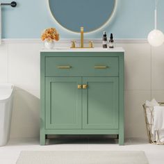 a bathroom with a sink, mirror and bathtub