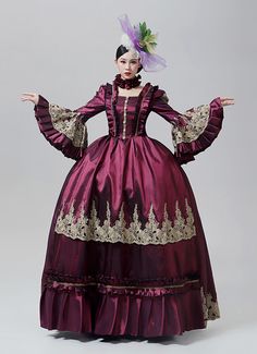 Carnival of Venice Women Purple Blue Ball Gown Marie Antoinette Masquerade Dresses     Condition: Brand New   Color:Purple,Blue   Material: This dress made of High Quality Satins, soft,smooth and comfortable to wear   Sleeve Length: Long Flare Sleeve   Dresses Length:Floor-Length   Neckline: amp;nbsp; Square Collar   Decoration: Ruffles   Applicable People:Adult   Package Includes: Dress    amp;nbsp;     The length of skirt about 45 inches (114 cm) long from waist to hem regardless of size. This Marie Antoinette Masquerade, Masquerade Party Dresses, Rococo Baroque, Marie Antoinette Dresses, Gothic Victorian Dresses, Baroque Dress, Blue Ball Gown, Antoinette Dress, Medieval Woman