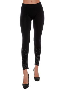 PRICES MAY VARY. US Size Missy Fit: Womens fashion leggings are sized as M/L. We recommend taking your measurements and using our size chart before buying rhinestone leggings featuring sparkly rhinestones around the lower legs of these ladies legging pants. Model is 5’11” wearing a Small womens black dressy leggings Returns: Free within 30 days for black leggings women in original condition, with tags attached, unworn, odor free, and unwashed Features: Soft leggings for women are made of a silky Womens Fashion Leggings, Rhinestone Leggings, Going Out Outfits For Women, Sparkly Leggings, Dressy Leggings, Tunics With Leggings, Trendy Leggings, Ladies Pants, Pants Model