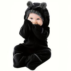 Hoodie Romper, Cartoon Ears, Toddler Jacket, Baby Bunting, Winter Pajamas, Kids Fleece, Bear Ears, Baby Pajamas, Romper Jumpsuit