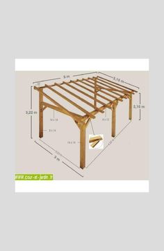 a wooden structure with measurements for the top and bottom part, including an attached roof