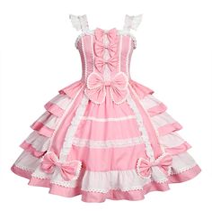 PRICES MAY VARY. This sweet Lolita princess dress is made of Cotton and Lace; soft and comfortable to wear; FEATURES--- Sleeveless lolita dress, Cute detachable bowknots on the bodice, Square collar, Multi Layer pleated with detachable bowknot, Lace up on back, Above the knee length, Bubble skirts, Lace decoration, Sweet Princess Skirts, Ruffle Girls Dress Costumes OCCASIONS--- This versatile lolita dress is ideal for Masquerade, Show, Opera, Tour, Birthday Party, Cosplay Party, anime expo, tea Dresses Materials, Princess Halloween, Girls Ruffle Dress, Princess Cosplay, Princess Skirt, Lace Layers, Lace Decor, Maid Dress, Girls Sweet