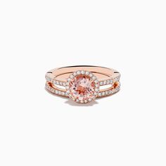 Effy Blush 14K Rose Gold Morganite and Diamond Two Ring Set Rose Stone, Rose Gold Morganite, Effy Jewelry, Morganite, Gold Rose, Ring Set, Ring Sets, Round Diamonds, Gold Metal