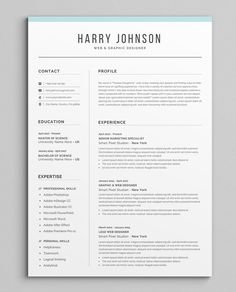 a professional resume template with blue accents