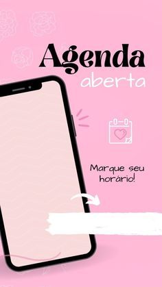 a pink background with an image of a cell phone and the words agenda aberta