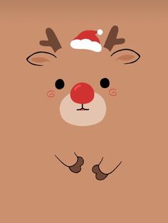 a reindeer with a santa hat on its head