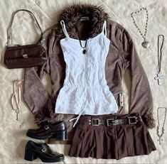 Downtown Outfits, Brown Skirt, Swaggy Outfits, Mode Inspo, 2024 Fashion, Pinterest Board, Dream Clothes, Retro Outfits