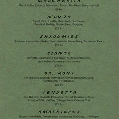 the menu for an italian restaurant