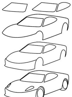 three different types of cars coloring pages