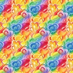 an abstract rainbow colored background with hearts