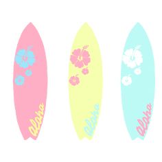 three surfboards with flowers and the words dad written on them are lined up against a white background