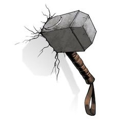 an illustration of a hammer hitting a wall with it's head stuck in the ground