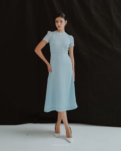 Party Dress With Button Line Back/ Basic Blue Dress/ Celestial - Etsy Bridesmaid Dress Modest, Modest Prom Dress, Celestial Dress, Modest Prom, Dress Graduation, Dress Modest, Modest Bridesmaid Dresses, Prom Dresses Modest, Engagement Dresses