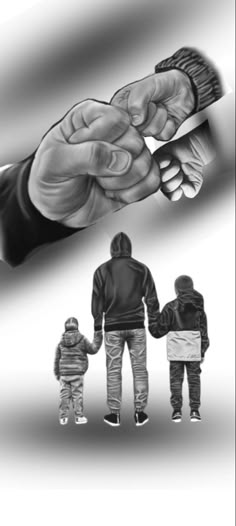 an image of a hand holding the hands of two people, with one child and another adult