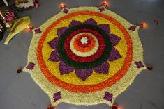 30+ Best Onam Pookalam Rangoli Designs for Home & Competition 2020 Leaf Decor Wedding, Pookalam Design, Simple Flower Rangoli, Happy Onam, Simple Rangoli Designs Images, Floral Carpet, Rangoli Patterns, Rangoli Ideas