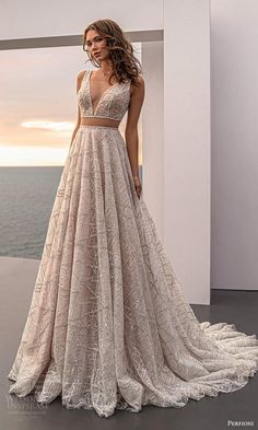 Weddinginspirasi.com featuring - perfioni 2021 bridal sleeveless straps plunging v neckline fully embellished a line ball gown wedding dress chapel train (5) mv -- Perfioni 2021 Wedding Dresses #wedding #weddings #bridal #weddingdress #weddingdresses #bride #fashion #collection:SunKissed #label:Perfioni #week:462020 #year:2021 ~ A Line Ball Gown, Dress Lehenga, Simple Lehenga, Reception Gown