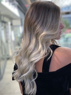 Brown To Icy Blonde, Icy Blonde Balayage Brunettes, Icy Balayage, Icy Blonde Balayage, Really Curly Hair, Sombre Hair, Ice Blonde Hair, Long Hair Highlights, Balayage Brown