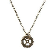 Invent your own steampunk fantasy! Design it, create it and like clockwork you've started a revolution. Jewelry: necklace Collection: charm necklaces Size: .5" gear charm Chain: 18" necklace with lobster clasp Metal: alloy, lead & nickel free Finish: antique bronze necklace Create a matching set and style with Steampunk Bracelets! Steampunk Jewelry Necklace, Gear Jewelry, Gear Necklace, Gloves Aesthetic, Thrift Board, Moonglow Necklace, Marvel Oc, Steampunk Stuff, Time Jewelry