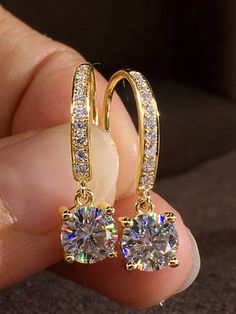 Gold Diamond Earrings For Formal Events On Valentine's Day, Yellow Gold Wedding Jewelry For Valentine's Day, Elegant Earrings For Valentine's Day Anniversary Gift, Elegant Jewelry Sets With Matching Earrings For Valentine's Day, Gold Crystal Drop Earrings For Anniversaries, Celebrity Jewelry, Sparkle Jewelry, Gold Earrings Designs, Stylish Earring