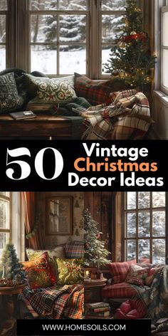 Christmas Decor Ideas Family Room, Vintage Ski Lodge Christmas, 1940 Christmas Decorations, Christmas Vignettes Farmhouse, Christmas Ideas For Outside, Cottagecore Holiday Decor, Untraditional Christmas Decor, Christmas Decorations Apartment Ideas, Classic Christmas Porch Decor