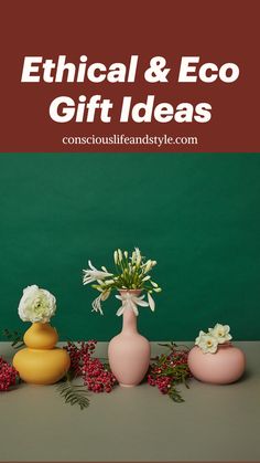 three vases filled with flowers sitting on top of a table next to each other