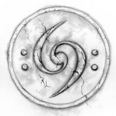 a drawing of a spiral design in black and white