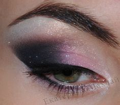 Black-pink makeup Pink Silver Black Eye Makeup, Grey Pink Eye Makeup, Gray And Pink Makeup, Goth Pink Eyeshadow, Pink And Black Smokey Eye Makeup, Grey And Pink Makeup, Black Pink Eyeshadow, Pink And Grey Makeup Looks, Black Pink Makeup Looks