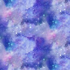 an image of the outer space with stars and clouds in purple, blue and pink colors