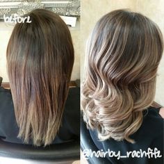 Before and after of a soft and pretty subtle ombre. Created using a hair painting balayage and ombre highlight technique. Still healthy thanks to olaplex!  Hair by Rachel Fife @ Sara Fraraccio Salon Subtle Ombre, Dark Hair With Highlights, Ombre Balayage, Hair Painting, Grow Hair, Dark Hair, Hair Highlights