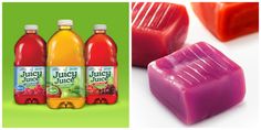 three different juices are shown in this collage