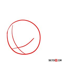 a red circle with an arrow drawn in it on a white background and the words sketchbook com