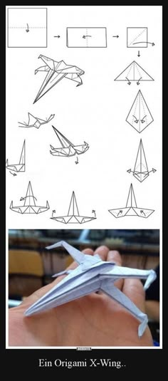 an origami airplane is shown with instructions to make it