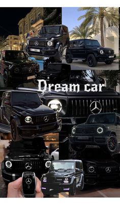 a collage of different cars and trucks with the words dream car on it's front