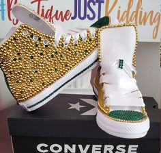 All sneakers are HANDMADE & designed with SWAROVSKI crystals and pearls. Great for birthdays, social events, weddings, proms, school events or just to get your shine on. Converse runs a half size larger, I highly recommend getting sized before placing an order. Due to the nature of PERSONALIZED products, I DO NOT offer REFUNDS, RETURNS, OR EXCHANGES unless it is my mistake on the design process. CURRENT TURNAROUND IS 7 TO 10 DAYS! I DO NOT accept CANCELLATIONS after 24hrs of making YOUR order. P Converse Bling Shoes, Bling Sneakers Rhinestones, Diy Rhinestone Shoes, Blinged Shoes, Bling Converse Shoes, Designer Crocs, Bedazzled Converse, Rhinestone Converse, Bedazzled Shoes Diy