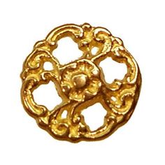 a gold brooch with an intricate design