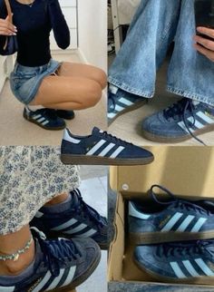 Adidas Shoes Samba, Adidas Outfit Shoes, Trendy Shoes Sneakers, Basket Style, Preppy Shoes, Pretty Shoes Sneakers, Navy Outfit