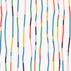 an abstract striped pattern with multicolored stripes on white background, suitable for wallpaper or fabric